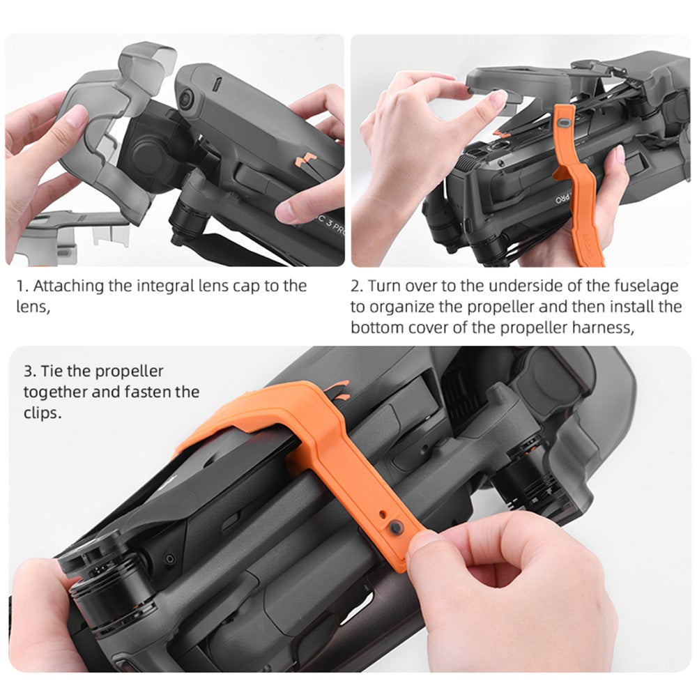 BRDRC For DJI Mavic 3 Pro Drone Propeller Fixing Holder Gimbal Lens Protector ABS+Silicone Propeller Fixer