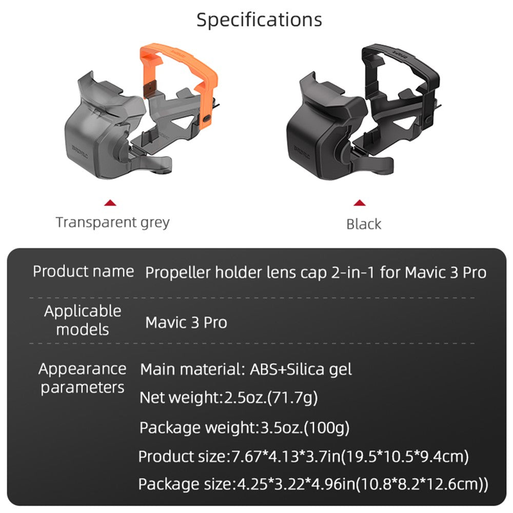 BRDRC For DJI Mavic 3 Pro Drone Propeller Fixing Holder Gimbal Lens Protector ABS+Silicone Propeller Fixer