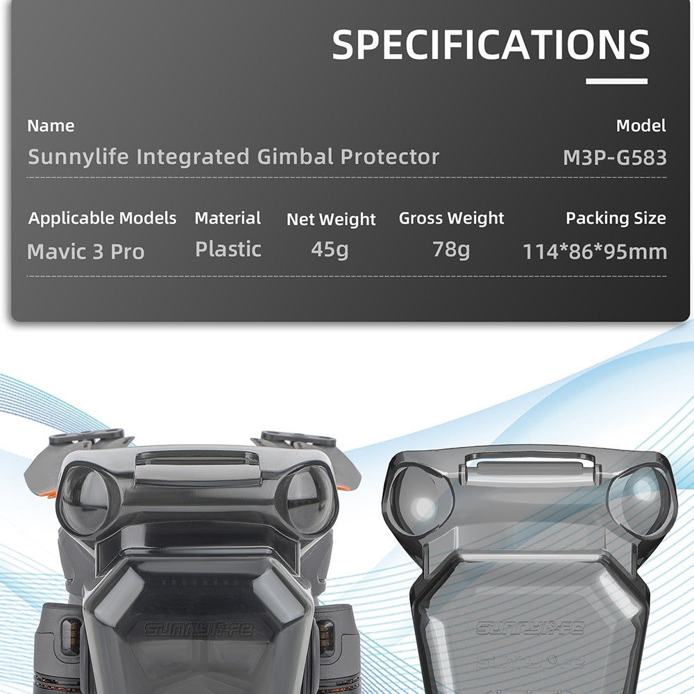 SUNNYLIFE M3P-G583 for DJI Mavic 3 Pro Drone Lens Cover Gimbal Sensor Integrated Plastic Protective Cover