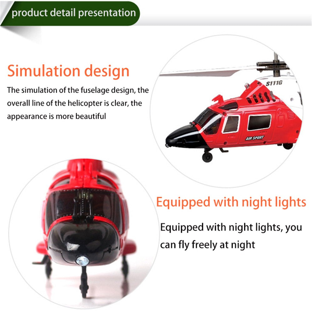 SYMA S111G 2.4G High Frequency Simulation Military RC Helicopter Night Light Aircraft Toy, Single Battery