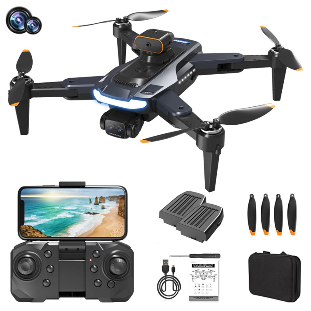 P17 (Pro) One-key Return Drone HD Dual Camera RC Quadcopter (Brushless Motor+GPS Automatic Return+5-way Obstacle Avoidance), with 2 Batteries
