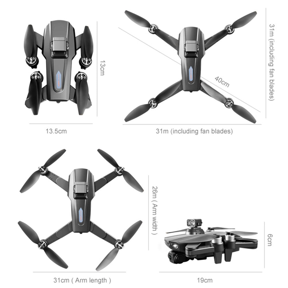 PJC RG108 HD Dual Camera Drone GPS+360 Degree Laser Obstacle Avoidance Brushless Quadcopter, 3 Batteries