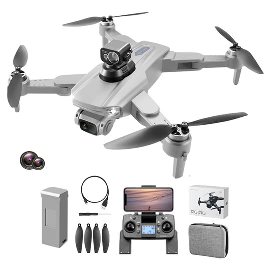 PJC RG108 HD Dual Camera Quadcopter Brushless GPS+360 Degree Laser Obstacle Avoidance RC Drone, 1 Battery