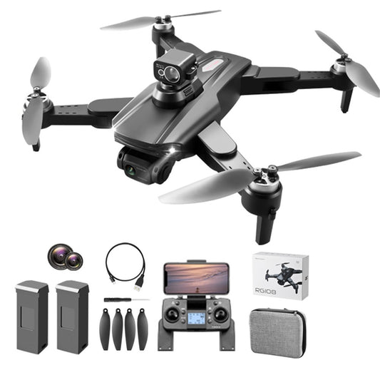 PJC RG108 Brushless Drone HD Dual Camera Quadcopter with GPS+360 Degree Laser Obstacle Avoidance, 2 Batteries