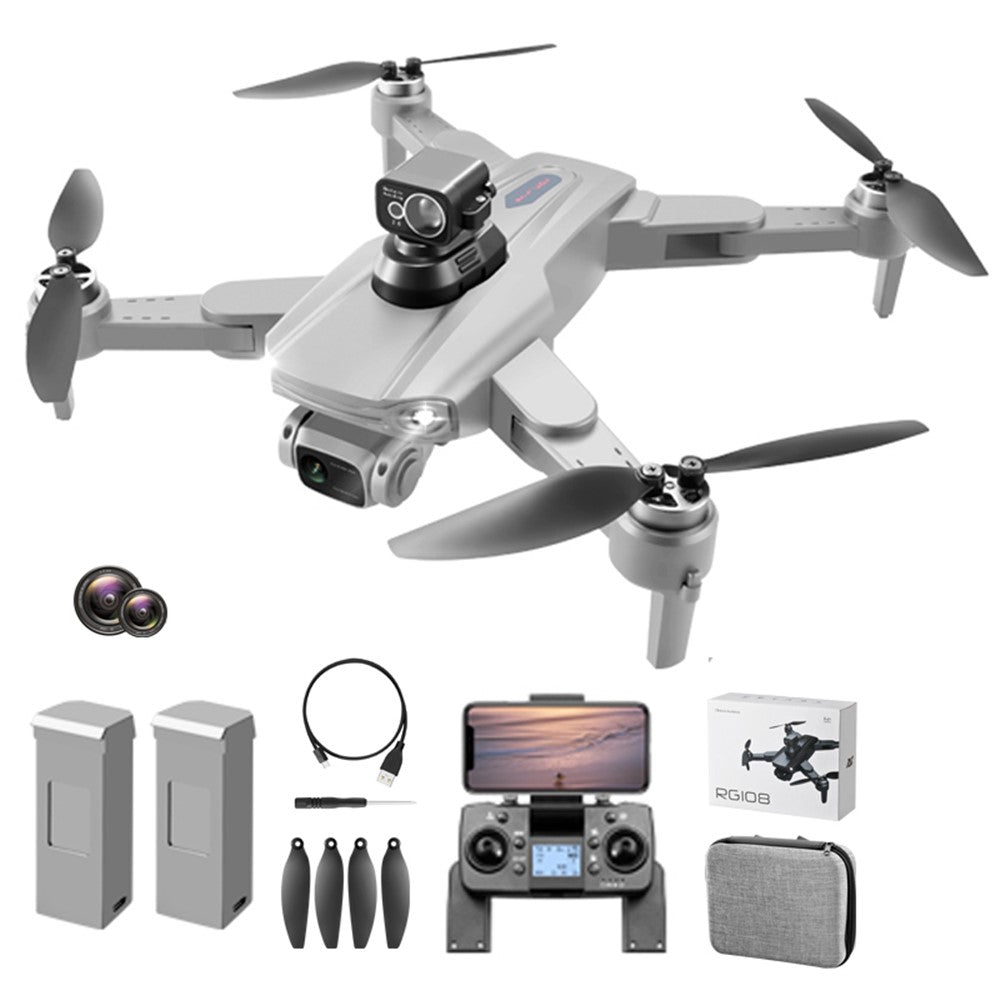 PJC RG108 Brushless Drone HD Dual Camera Quadcopter with GPS+360 Degree Laser Obstacle Avoidance, 2 Batteries