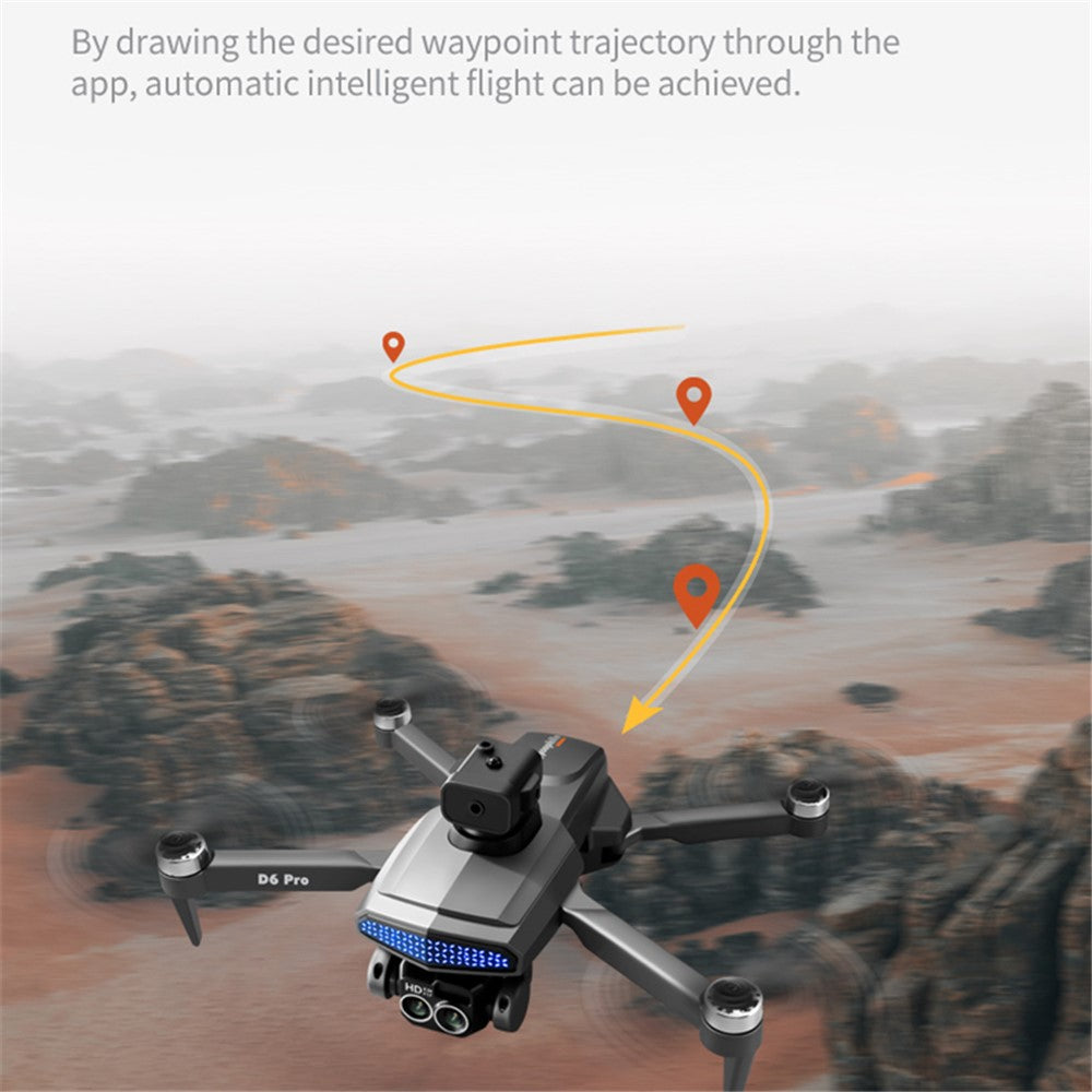 DLRC D6 PRO Brushless Motor RC Drone Dual Camera 5-way Obstacle Avoidance Foldable Quadcopter (Optical Flow Positioning+ESC+2 Batteries)