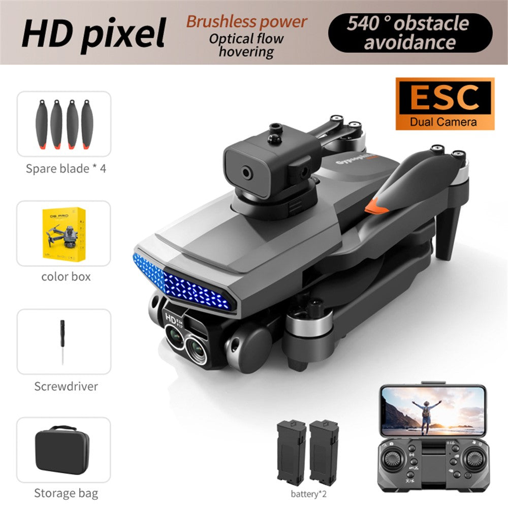 DLRC D6 PRO Brushless Motor RC Drone Dual Camera 5-way Obstacle Avoidance Foldable Quadcopter (Optical Flow Positioning+ESC+2 Batteries)