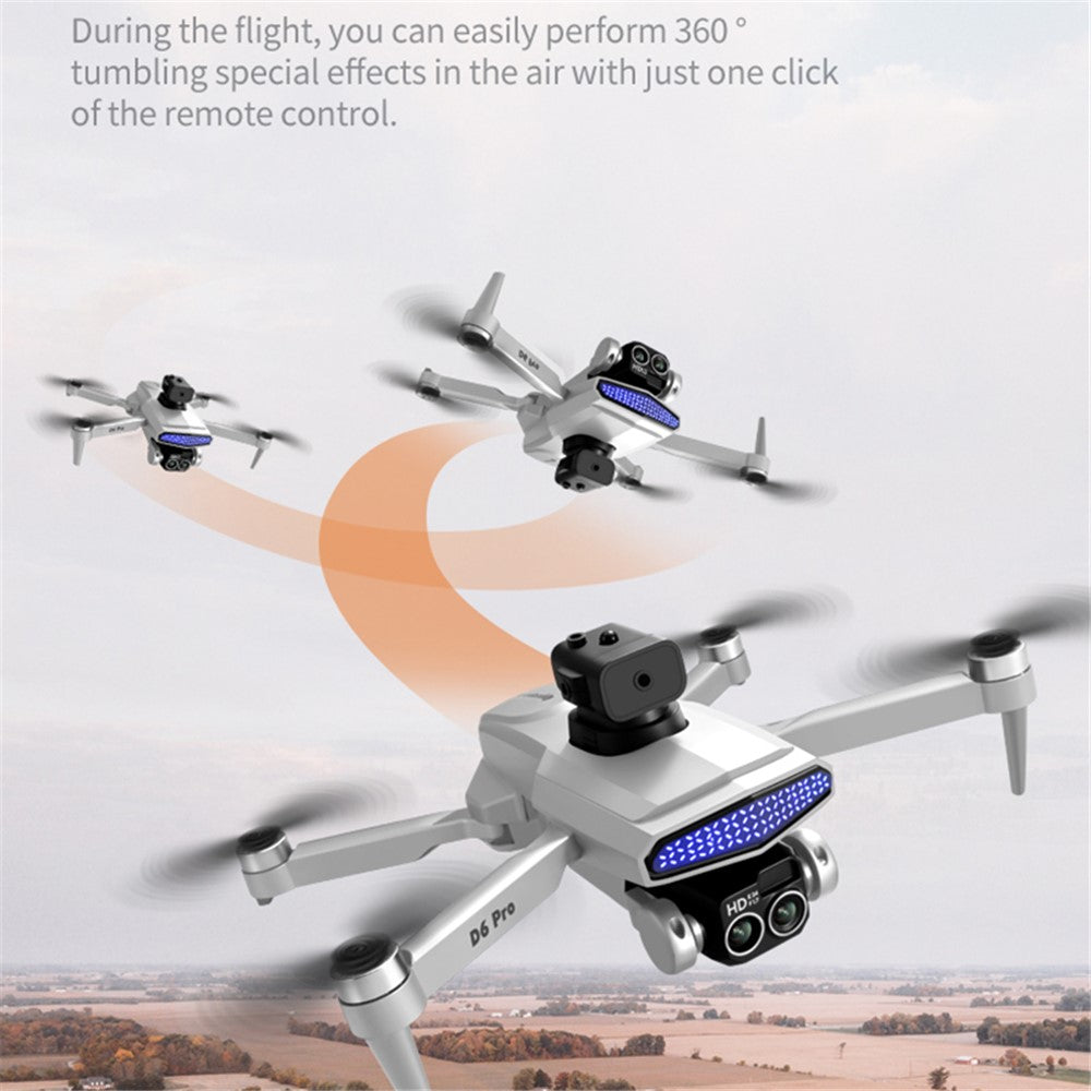 DLRC D6 PRO Dual Camera Brushless Motor Aerial Drone 5-way Obstacle Avoidance RC Quadcopter (Optical Flow Positioning+ESC+3 Batteries)