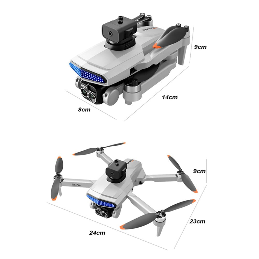 DLRC D6 PRO Dual Camera Brushless Motor Aerial Drone 5-way Obstacle Avoidance RC Quadcopter (Optical Flow Positioning+ESC+3 Batteries)