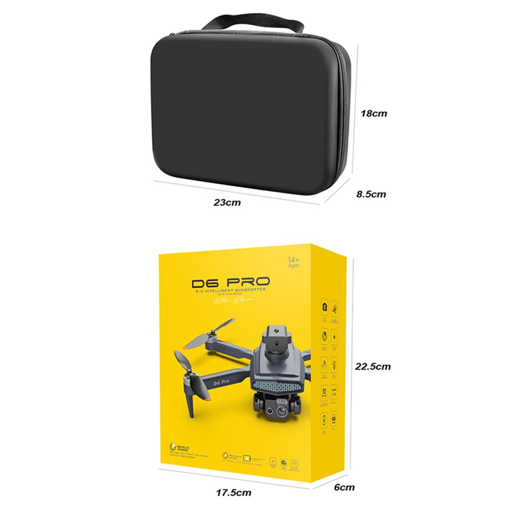 DLRC D6 PRO Dual Camera Brushless Motor Aerial Drone 5-way Obstacle Avoidance RC Quadcopter (Optical Flow Positioning+ESC+3 Batteries)