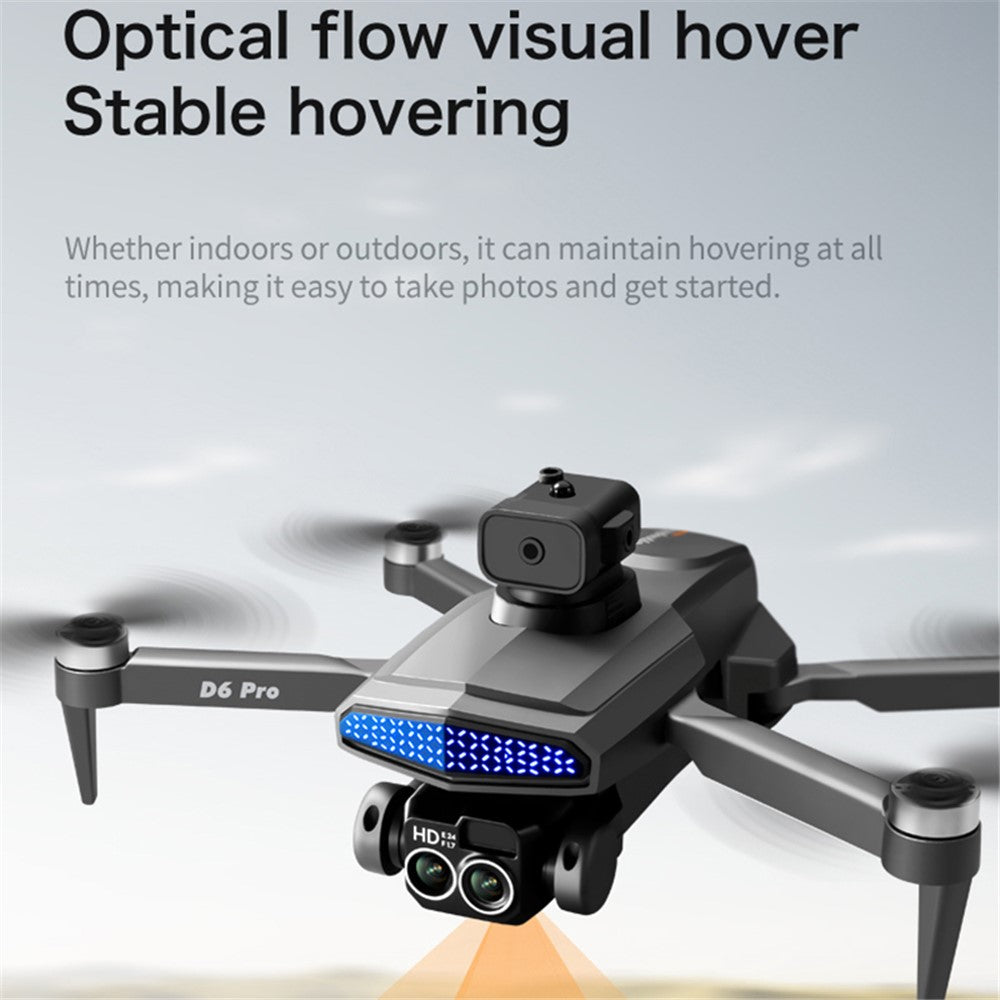 DLRC D6 PRO Dual Camera Brushless Motor Aerial Drone 5-way Obstacle Avoidance RC Quadcopter (Optical Flow Positioning+ESC+3 Batteries)