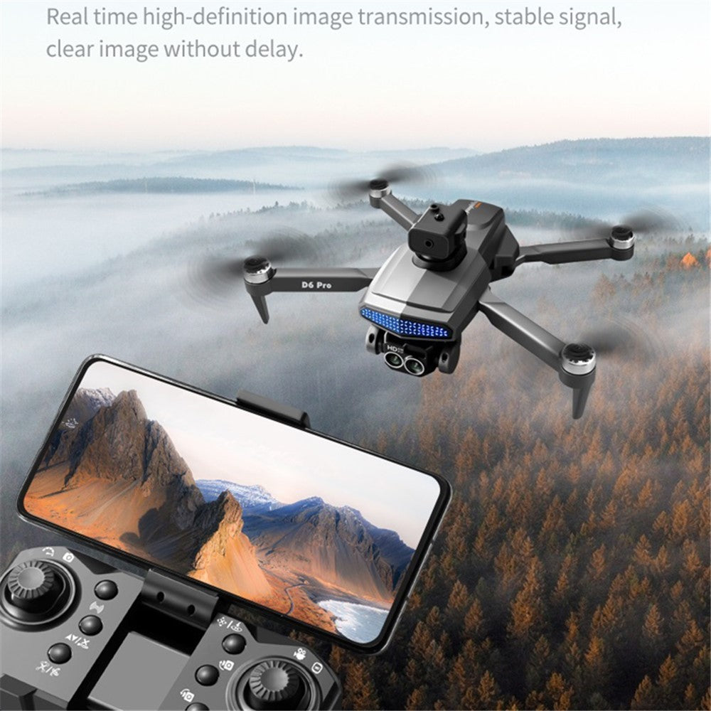DLRC D6 PRO Dual Camera Brushless Motor Aerial Drone 5-way Obstacle Avoidance RC Quadcopter (Optical Flow Positioning+ESC+3 Batteries)