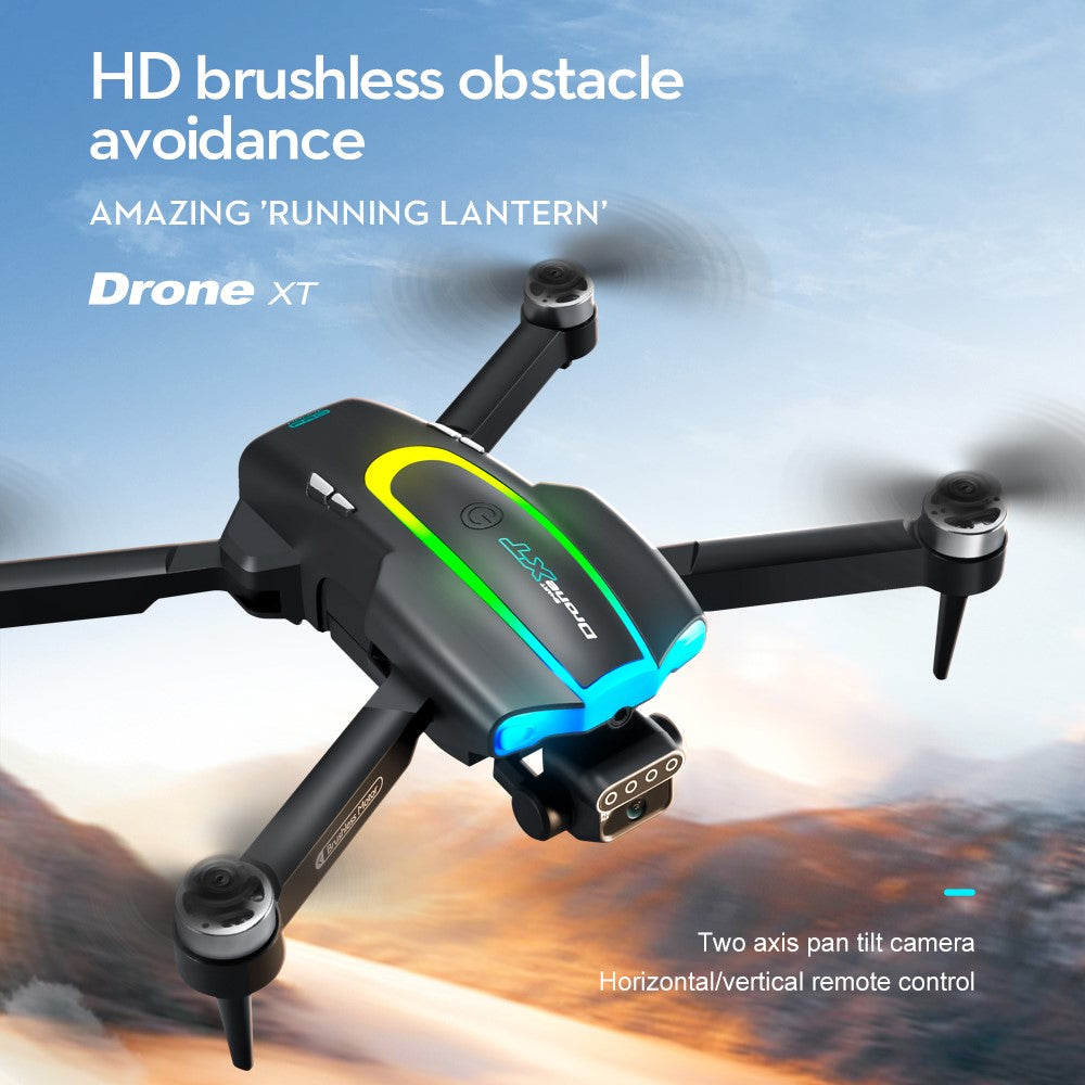 XT105 720P Drone LED Brushless Foldable RC Quadcopter Toys Gifts with 2 Batteries for Kids Adults