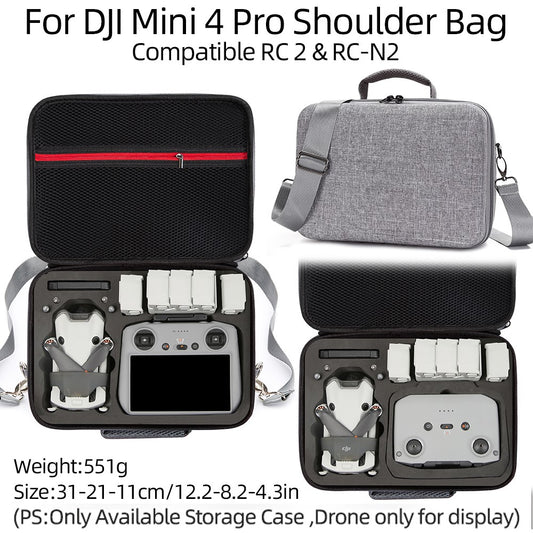 For DJI Mini 4 Pro Shockproof EVA+Cloth Handbag Carrying Case RC Drone Accessories Storage Bag with Shoulder Strap