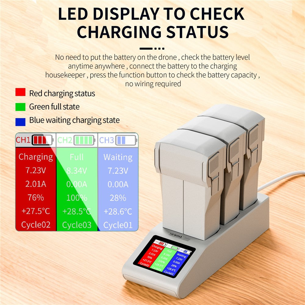 STARTRC ST-1124255 Charging Hub for DJI Mini 4 Pro Series 3-in-1 Drone Battery Charger with LED Display