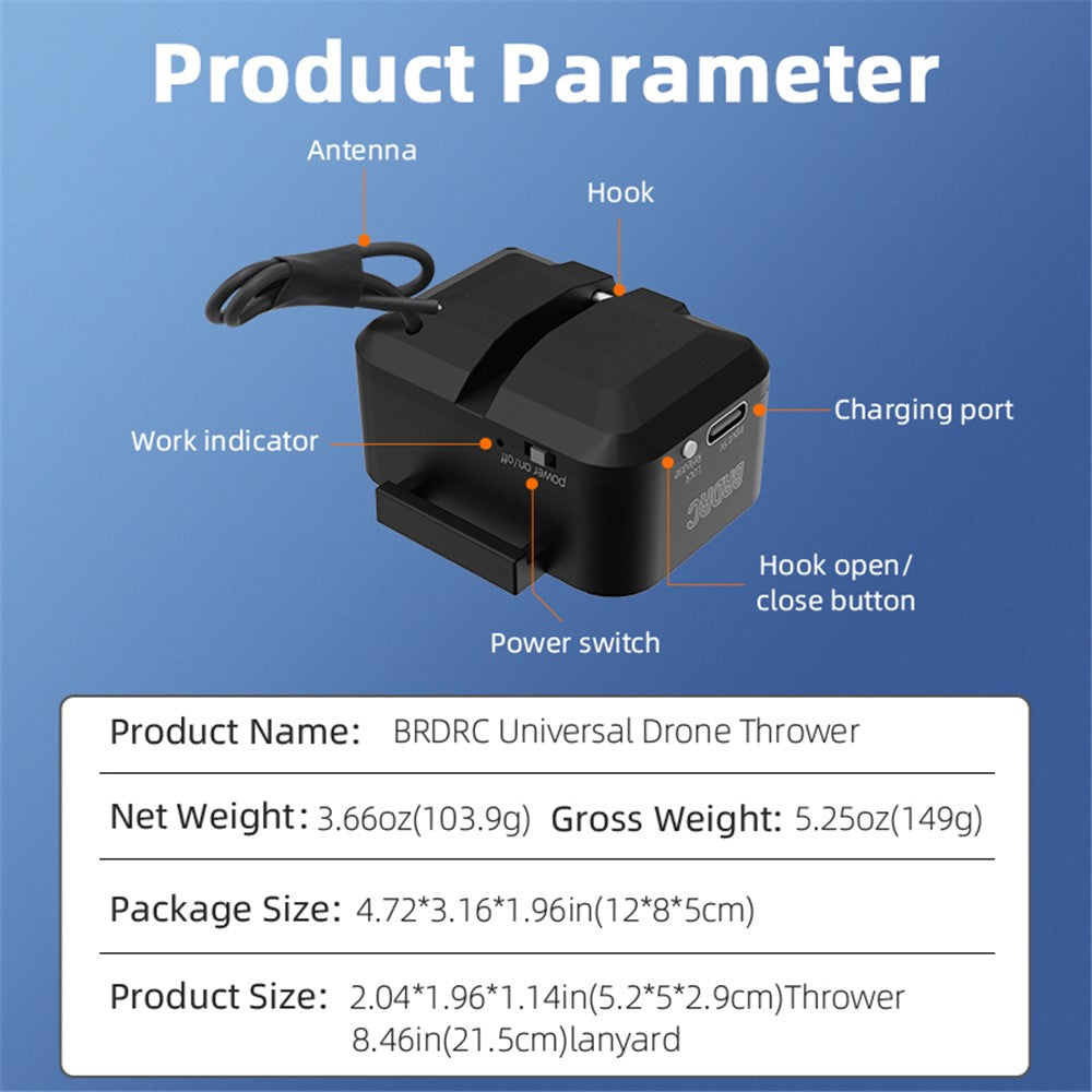 BRDRC Drone Thrower Wedding Gift Throw Airdrop System with Remote Control (about 500m)