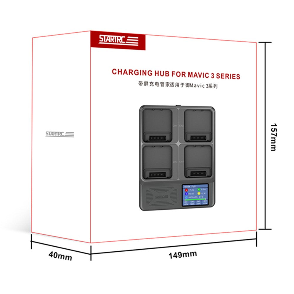 STARTRC 1126150 For DJI Mavic Series 4 Slot Charging Butler with LCD Display Battery Charger Hub