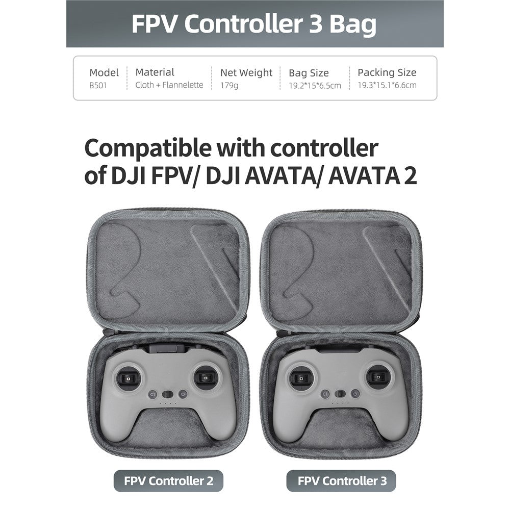 SUNNYLIFE B501 Storage Bag for DJI FPV Remote Controller 3 / 2 Shockproof Cloth Carrying Case