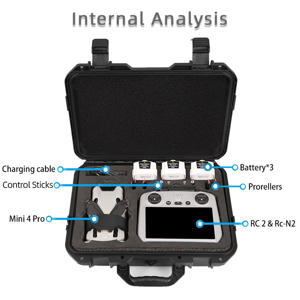 For DJI Mini 4 Pro Explosion-Proof Suitcase Shockproof Lining Portable Storage Box