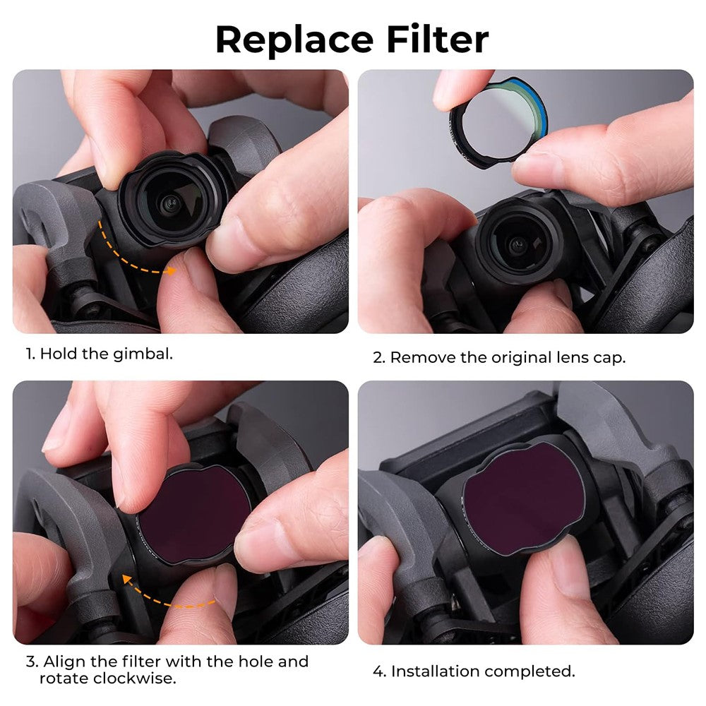 K&F CONCEPT SKU.1977 4PCS For DJI Avata RC Drone Lens Accessories AGC Glass ND Filter ND4 ND8 ND16 ND32