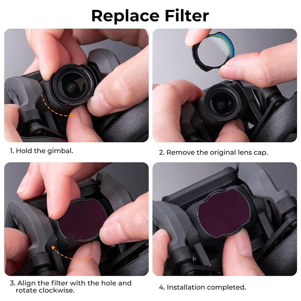 K&F CONCEPT SKU.1979 3PCS For DJI Avata RC Drone CPL ND8 ND16 AGC Glass Filters Kit Anti-Oil Lens Filters