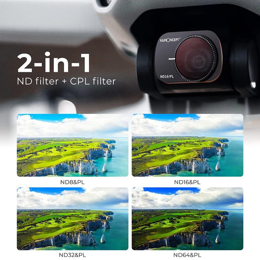 K&F CONCEPT SKU.1932 Multi-Coated UV / ND-PL Polarizer Filter Set for DJI Mavic Mini / Mini 2 / Mini SE / Mini 2 SE AGC Optical Glass Drone Filters