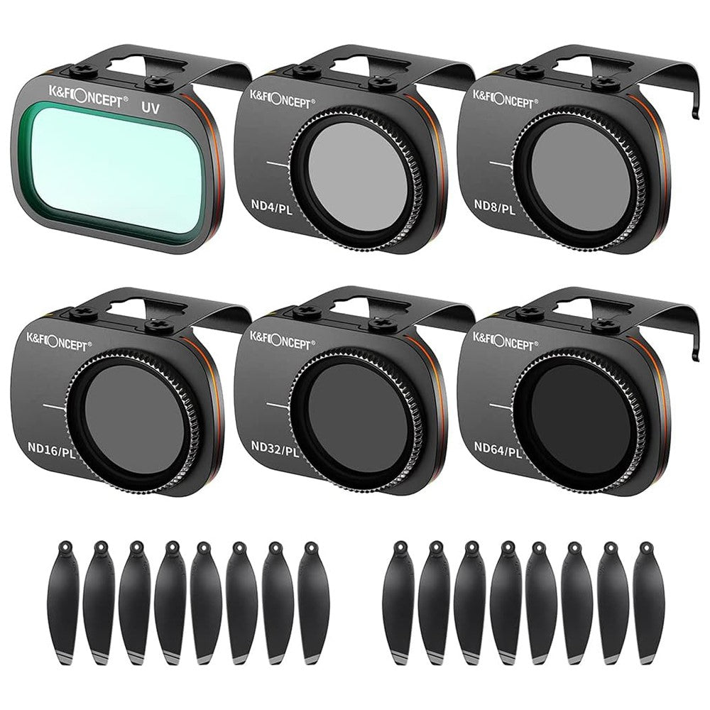 K&F CONCEPT SKU.1931 AGC Optical Glass Filters for DJI Mavic Mini / Mini2 / Mini SE / Mini 2 SE Waterproof Filters with 2Set Drone Propeller