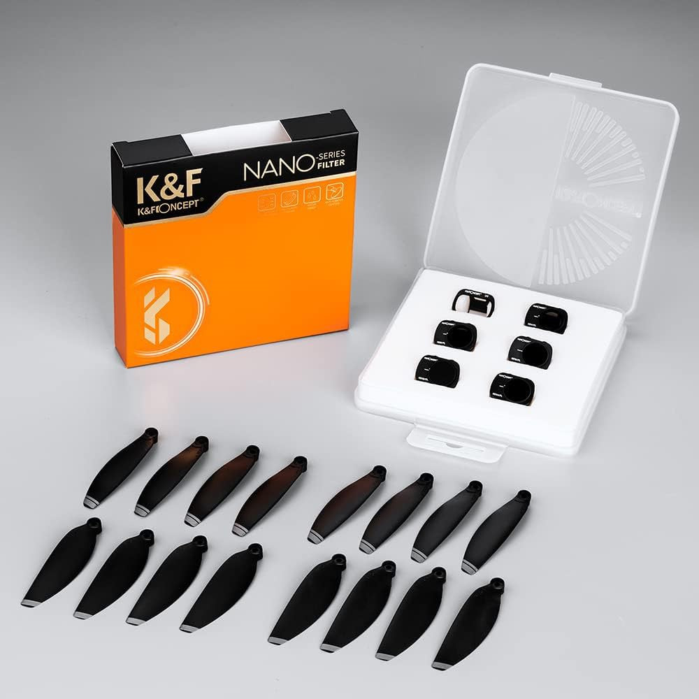 K&F CONCEPT SKU.1931 AGC Optical Glass Filters for DJI Mavic Mini / Mini2 / Mini SE / Mini 2 SE Waterproof Filters with 2Set Drone Propeller