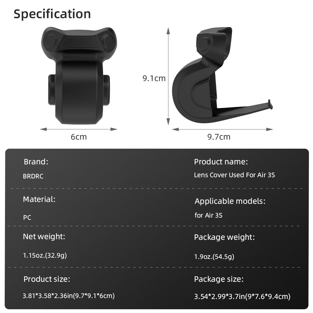For DJI Air 3S Lens Cover Protective Cap Hard PC Anti Scratch Camera Lens Protector