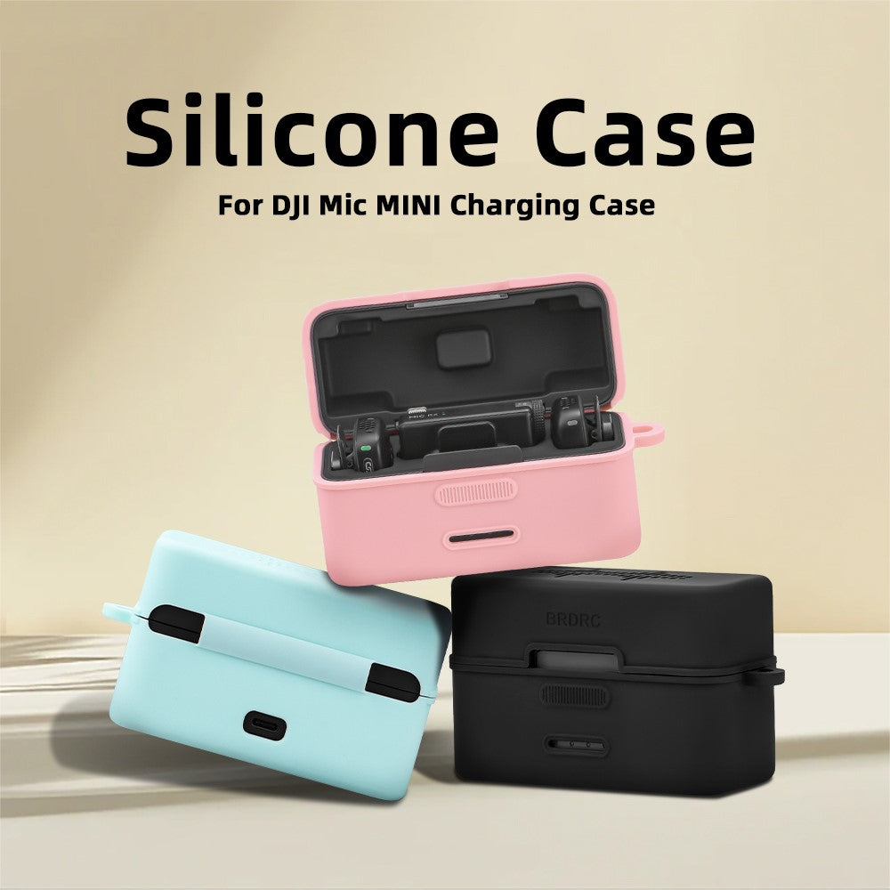 For DJI Mic Mini Charging Case Protective Cover Microphone Silicone Case with Carabiner