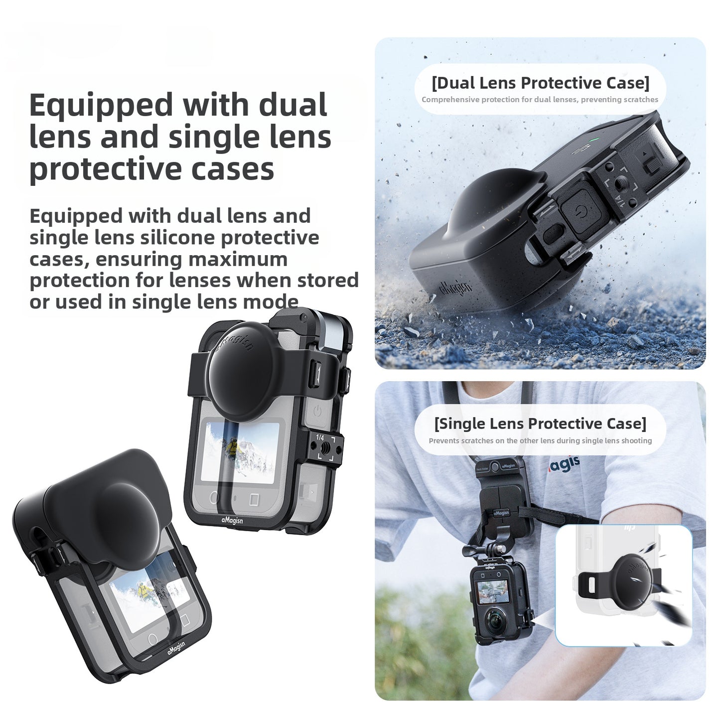 AMAGISN For DJI Osmo 360 Camera Metal Cage Protective Frame Professional Protection Quick Release Housing