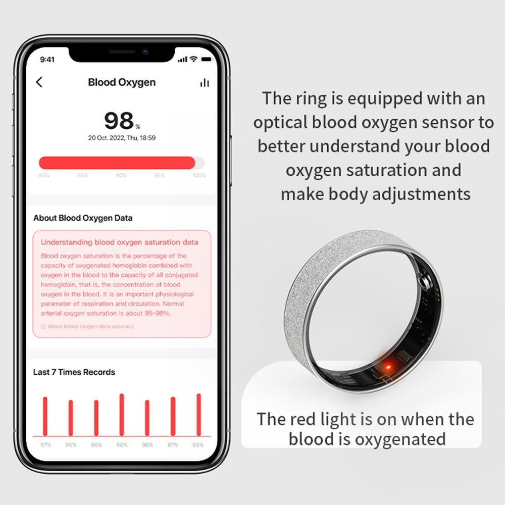 Vring-3 Frosted Bluetooth-compatible Sleep Health Monitoring Smart Ring Stainless Steel Finger Ring, with Charging Case