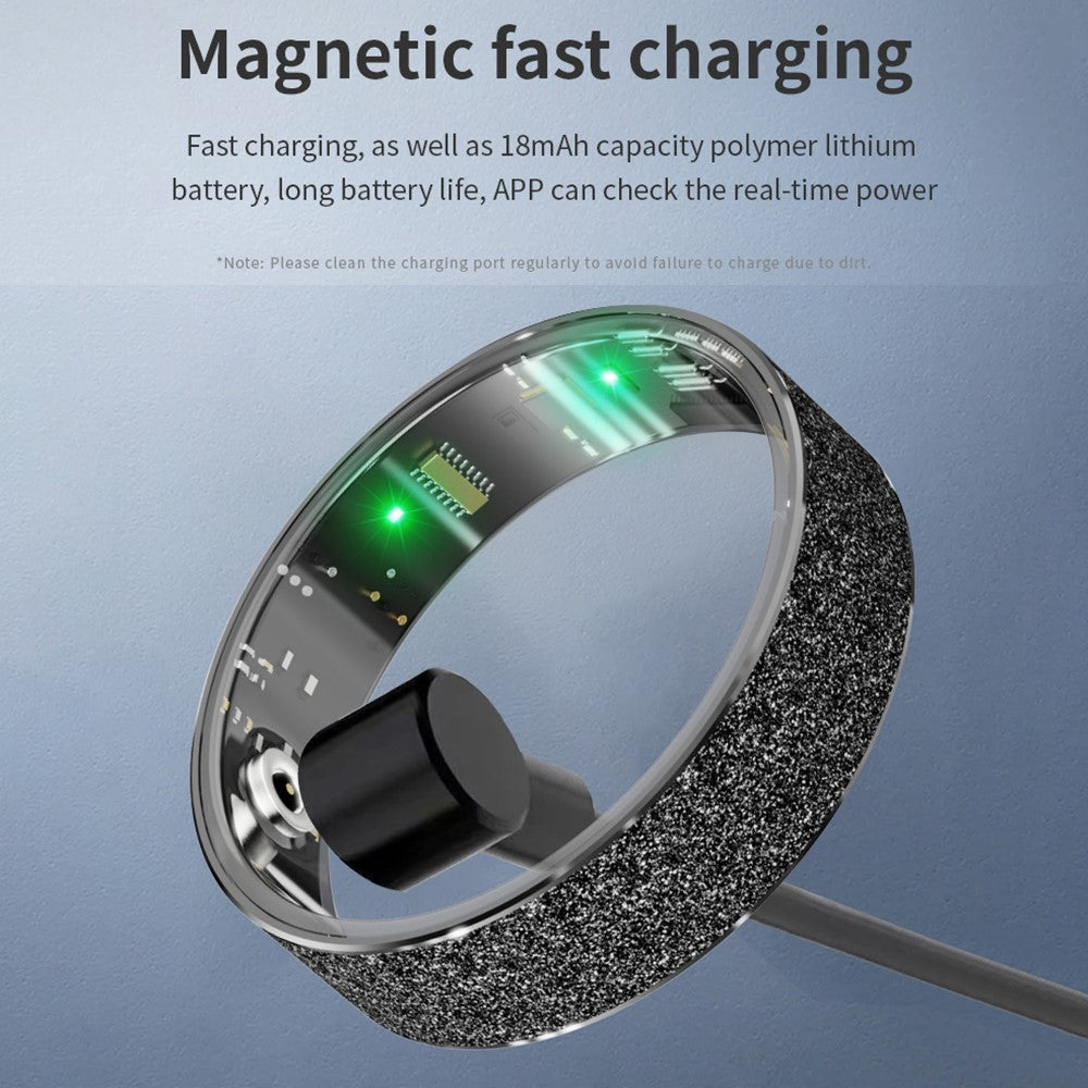 Vring-3 Frosted Bluetooth-compatible Sleep Health Monitoring Smart Ring Stainless Steel Finger Ring, with Charging Case