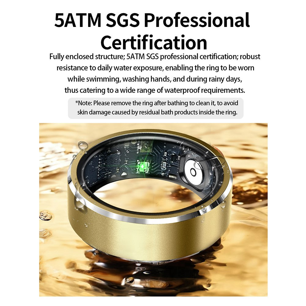 R5 Heart Rate Blood Oxygen Sleep Monitoring Ring Multifunctional Aluminum Alloy Smart Ring, Magnetic Cable Charging