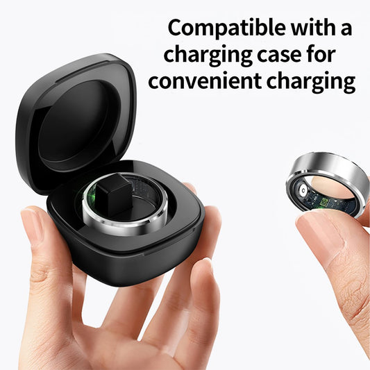 R5 Heart Rate Blood Oxygen Sleep Monitoring Ring Multifunctional Aluminum Alloy Smart Ring with Charging Case