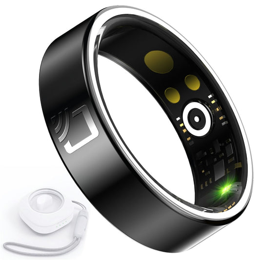 R20 Ceramic+Resin Sleep Heart Rate Health Monitoring Smart Ring with Charging Case