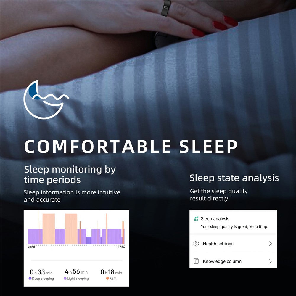 R20 Ceramic+Resin Sleep Heart Rate Health Monitoring Smart Ring with Charging Case