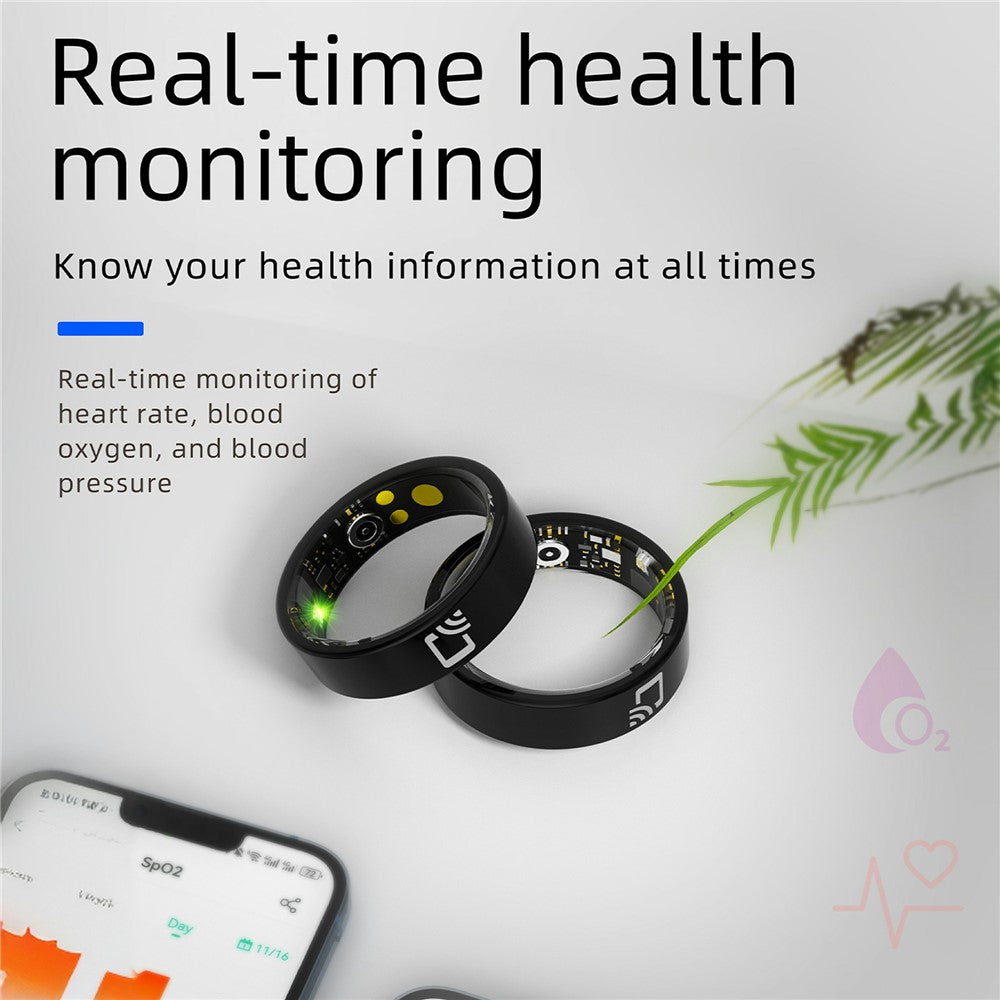 R20 Ceramic+Resin Sleep Heart Rate Health Monitoring Smart Ring with Charging Case