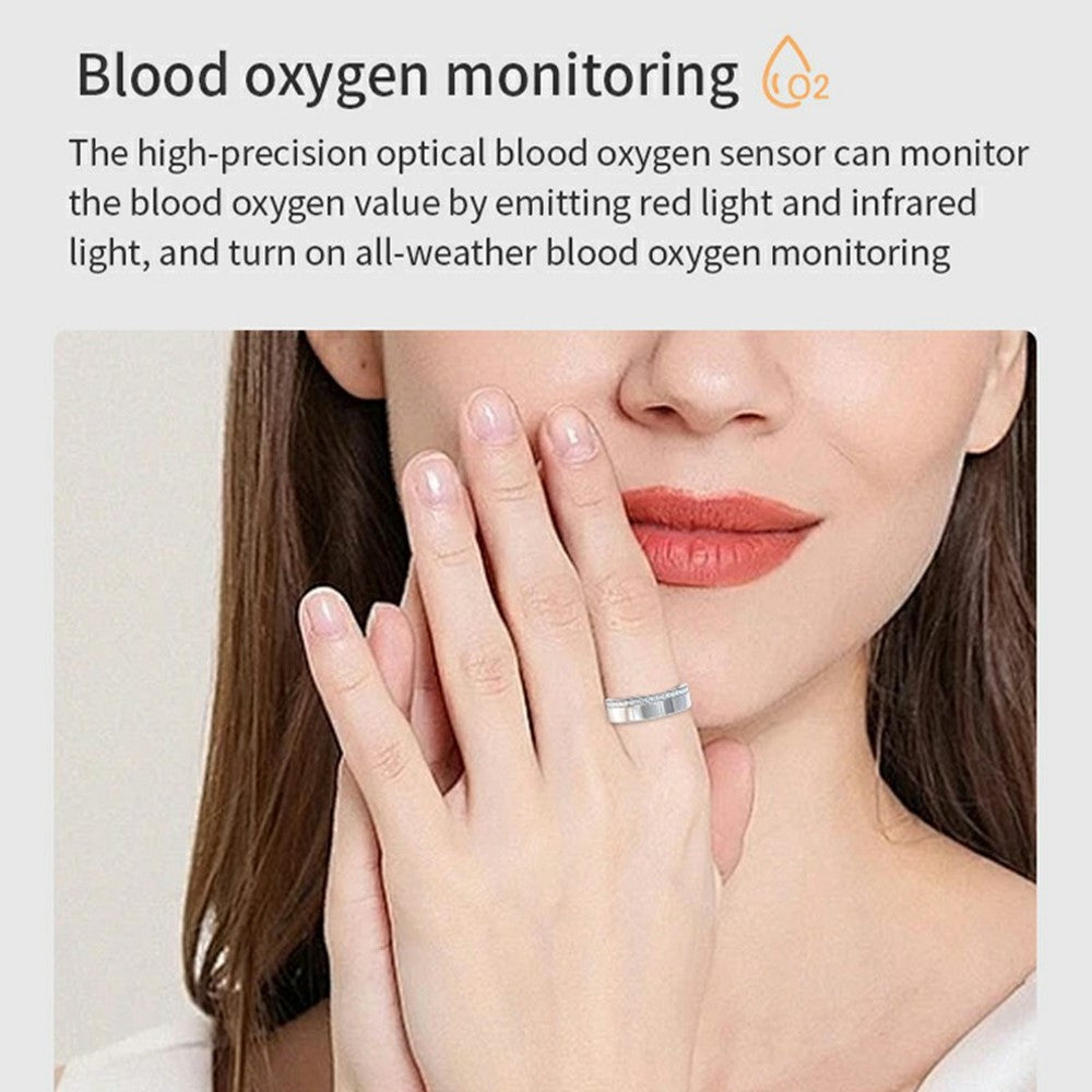 V8 Rhinestone Decor Sleep Heart Rate Health Monitoring Smart Ring with Charging Case