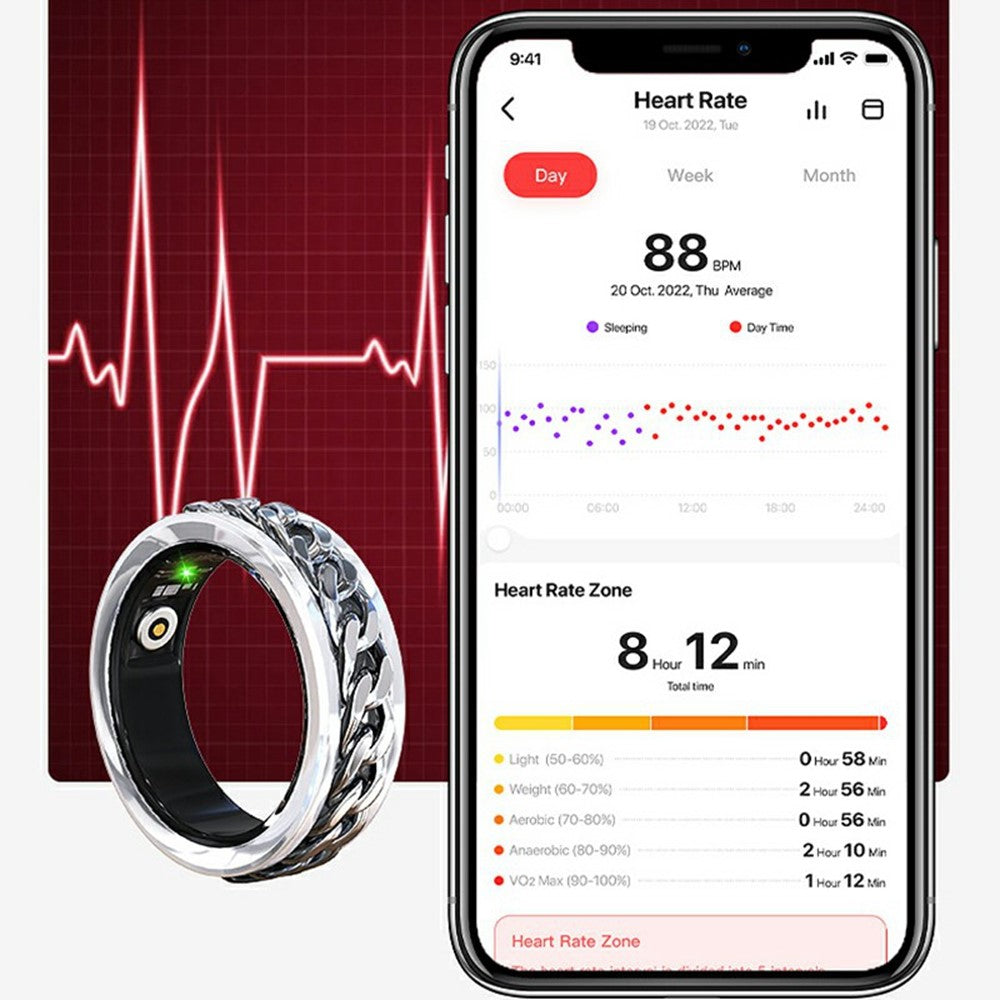 V5 Rotation Decompression Health Monitoring Multi-Function Smart Ring with Charging Case