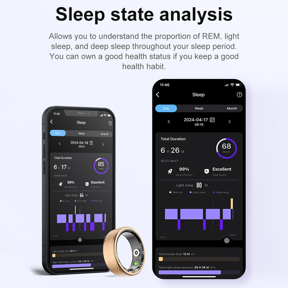 R03 Sleep Tracker Blood Oxygen Heart Rate Monitor Multifunction Smart Ring ( Magnetic Cable Charging )