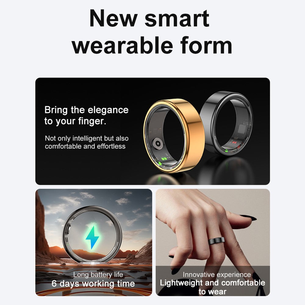 R02 IP68 Waterproof Sleep Tracker Blood Oxygen Heart Rate Monitor Smart Ring with Charging Case