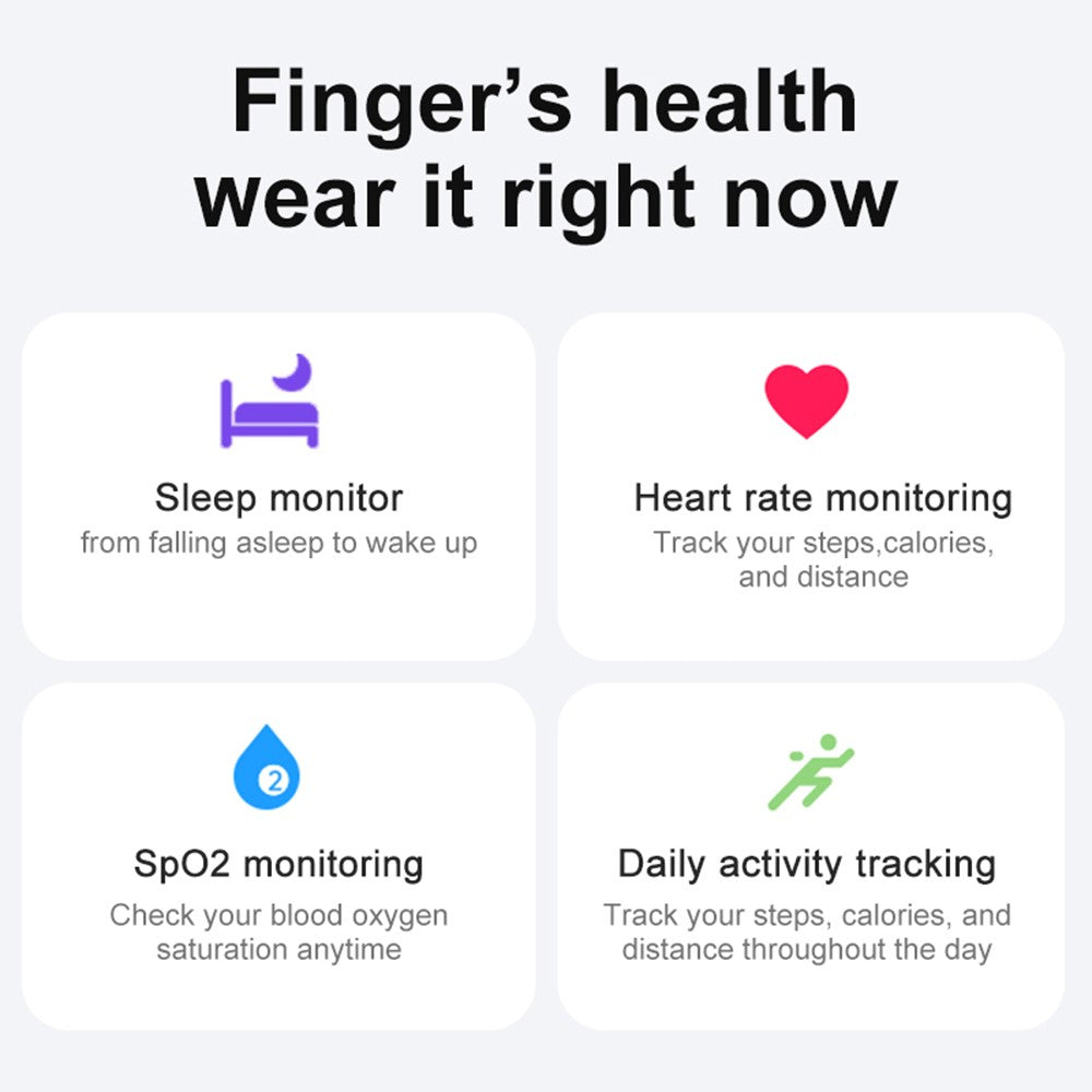 R02 IP68 Waterproof Sleep Tracker Blood Oxygen Heart Rate Monitor Smart Ring with Charging Case