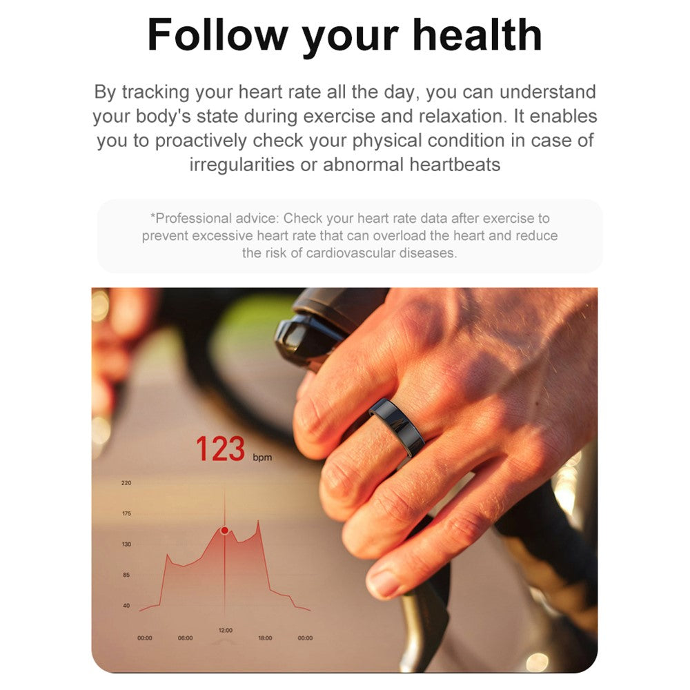 R02 IP68 Waterproof Sleep Tracker Blood Oxygen Heart Rate Monitor Smart Ring with Charging Case