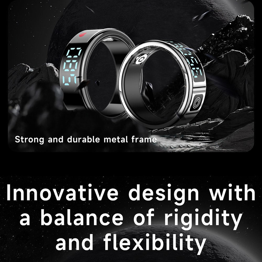 SR08 Digital Display Smart Ring Sleep Tracker Blood Oxygen Heart Rate Monitor Ring ( Magnetic Cable Charging )