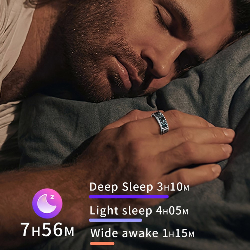 SR08 Digital Display Smart Ring Sleep Tracker Blood Oxygen Heart Rate Monitor Ring ( Magnetic Cable Charging )