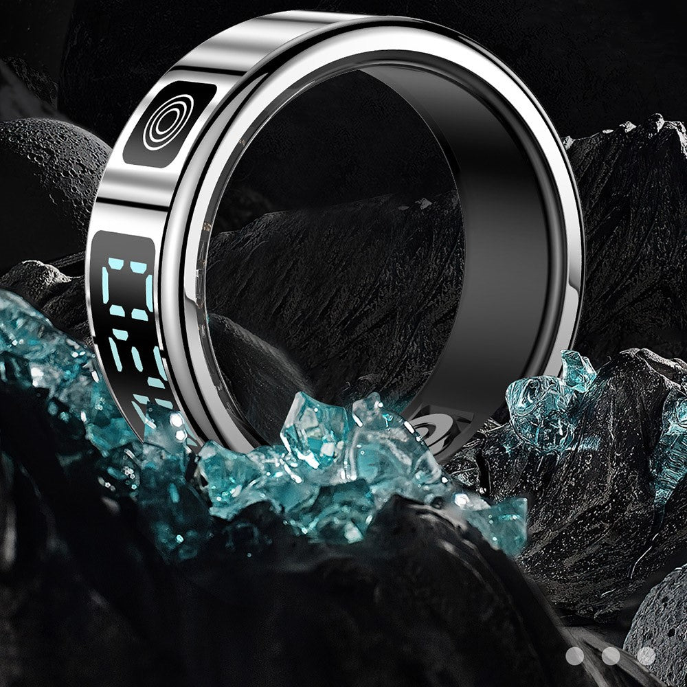 SR08 Digital Display Smart Ring Sleep Tracker Blood Oxygen Heart Rate Monitor Ring ( Magnetic Cable Charging )