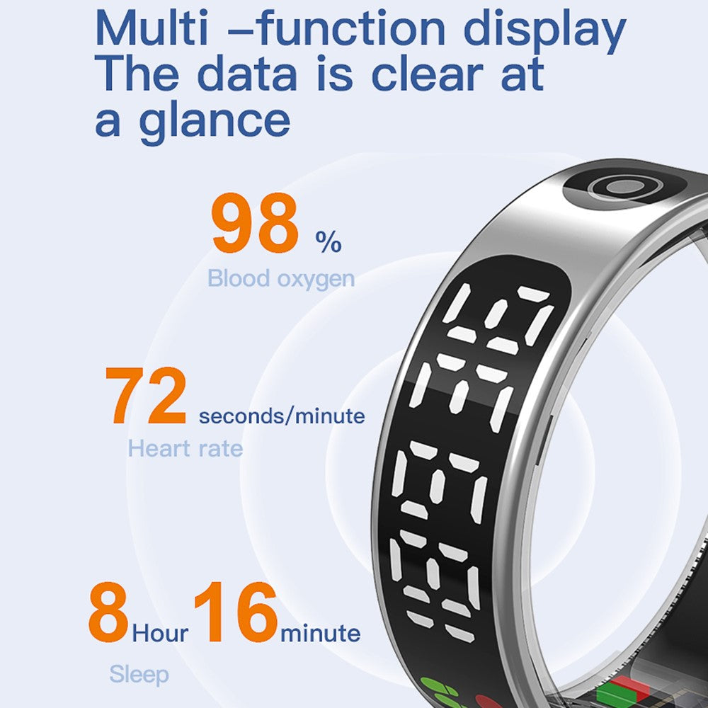 TK9 Digital Display Smart Ring Heart Rate Blood Pressure Sleep Monitor Waterproof Gesture Control Finger Ring