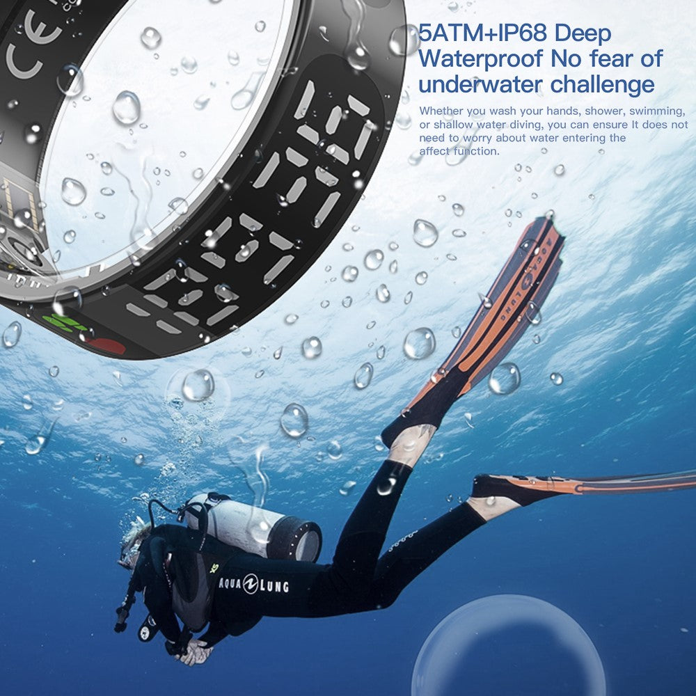 TK9 Digital Display Smart Ring Heart Rate Blood Pressure Sleep Monitor Waterproof Gesture Control Finger Ring