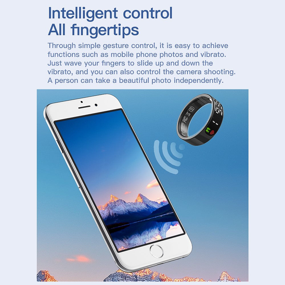TK9 Digital Display Smart Ring Heart Rate Blood Pressure Sleep Monitor Waterproof Gesture Control Finger Ring